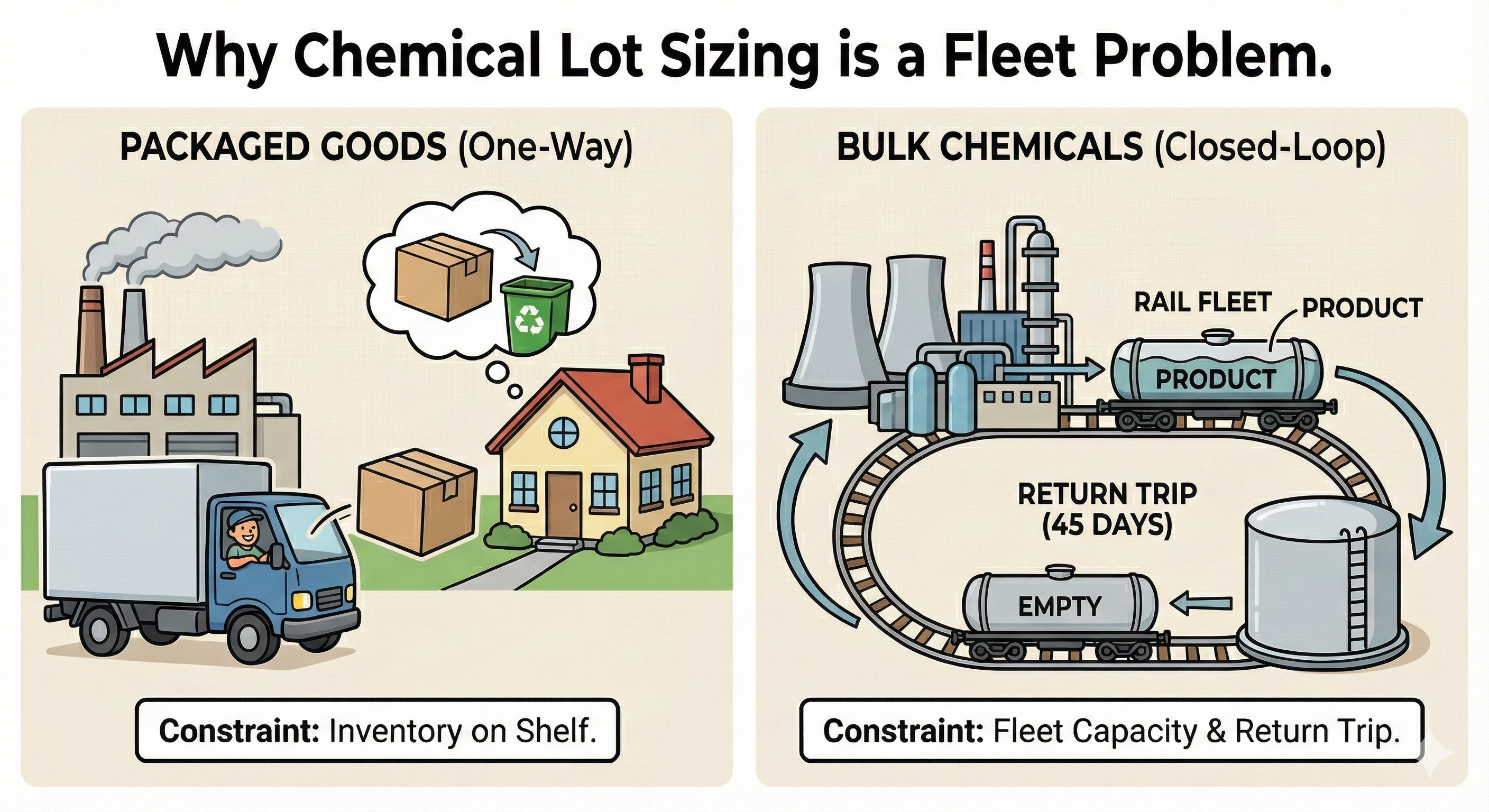 Why Some Chemical Lot Sizing is Actually a Fleet Problem